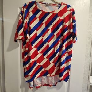 LuLaRoe Red, Blue, and White Striped Blouse Size Xs Euc